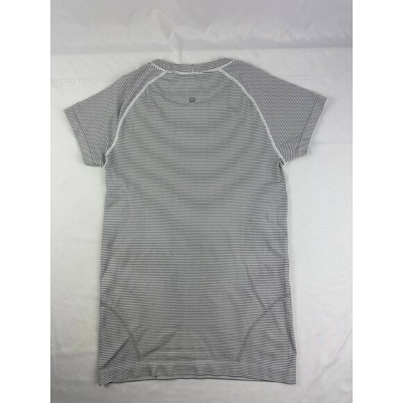 Lululemon Run Swiftly Tech SS Crew Size 6 Tempo Stripe White Black TEWL 60533 - Picture 2 of 7